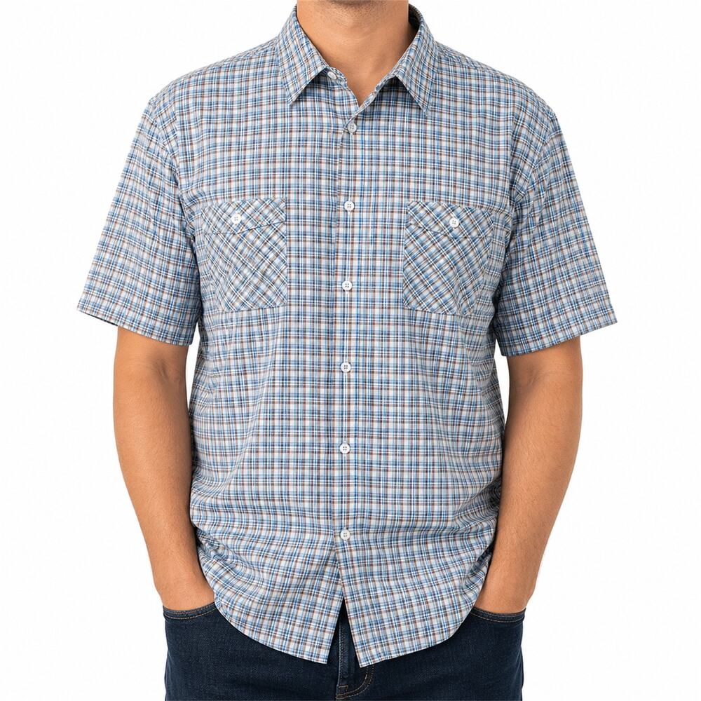Vintage Italia c. 1958 Shirt Mens XL Plaid Short Sleeve Button Up Pockets Casual